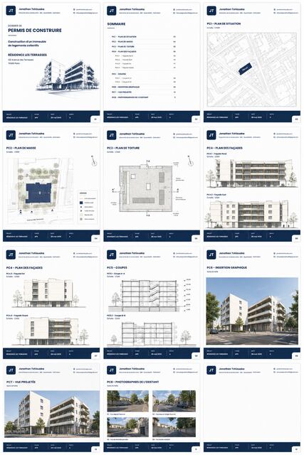 Permis de construire — planche de documents graphiques (projet fictif)